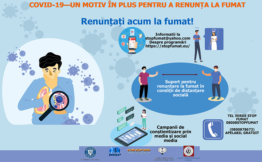 Direcţia de Sănătate Publică a Judeţului Vrancea în colaborare cu ISJ și spitalele din județ organizează campania “COVID-19 – UN MOTIV ÎN PLUS PENTRU A RENUNŢA LA FUMAT!” post thumbnail