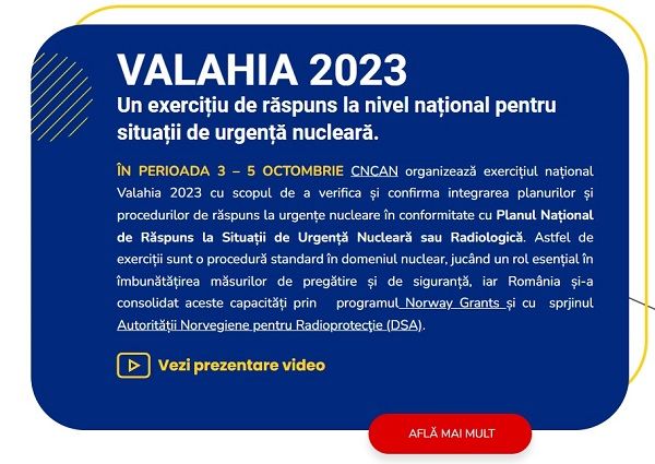 VALAHIA 2023 – Un exercițiu de răspuns la nivel național pentru situații de urgență nucleară. post thumbnail